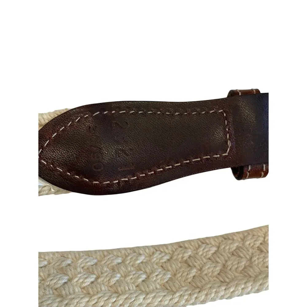 Vintage Dockers Canvas & Leather Belt, Dark Brown, Brass Buckle, 36, Unisex